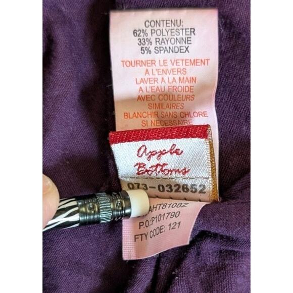 VTG Apple Bottoms Shirt Adult 2X Purple Long Sleeve Women's Deep V Back Y2K - Picture 7 of 9